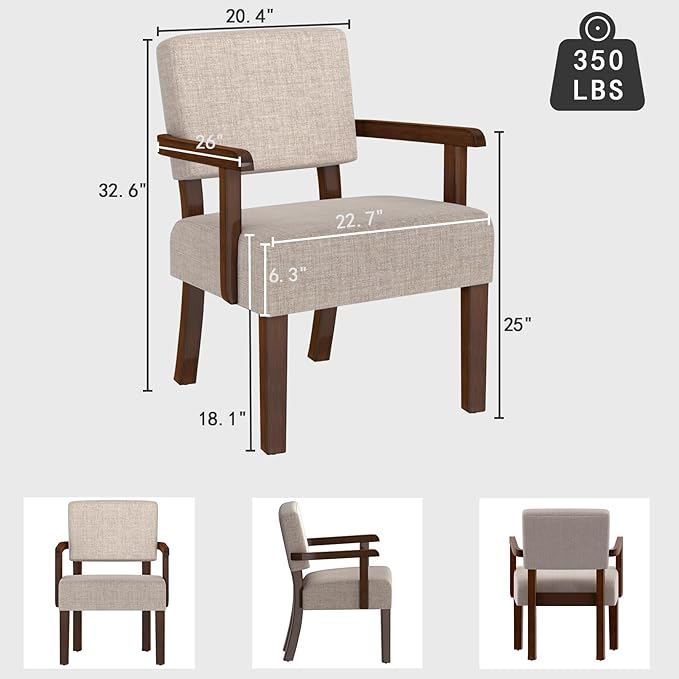 Accent Chair, Oversize Living Room Chairs with Soft Seat & Armrests for Living & Dinning Rooms-DeskLoop Office