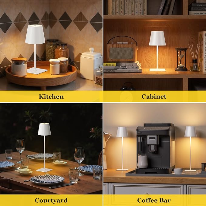 Kakanuo White Gold Cordless Rechargeable Table Lamp 5000mAh Battery Operated - Image 6