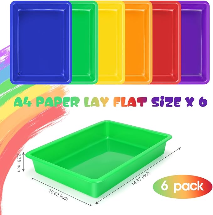 ShineMe Plastic Paper Trays for Classroom, 6 Pack Colorful Classroom Turn in - Image 2