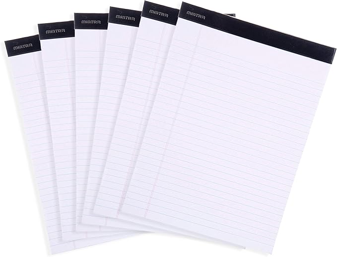 Mintra Office Legal Pads - ((BASIC WHITE 6pk, 8.5in x 11in, WIDE RULED))-DeskLoop Office