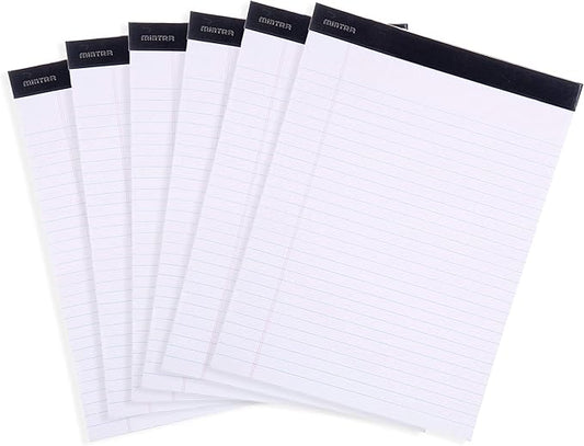 Mintra Office Legal Pads - ((BASIC WHITE 6pk, 8.5in x 11in, WIDE RULED))-DeskLoop Office