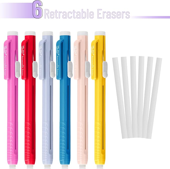 Mr. Pen- Retractable Mechanical Eraser Pens, 6 Pack, Ice Cream Colors | - Image 2