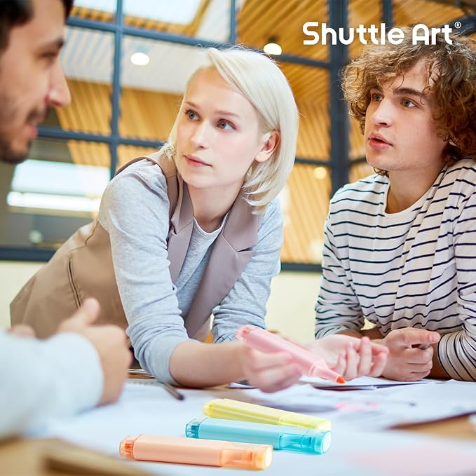 Shuttle Art 8 Pastel Highlighters, Chisel Tip Dry-Quickly Non-Toxic Highlighter - Image 7