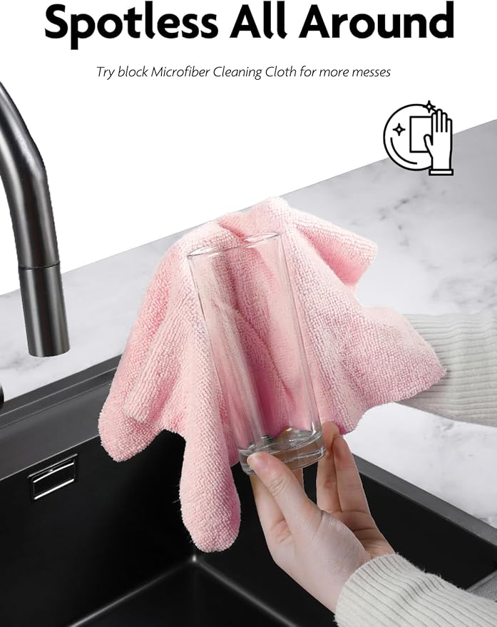 Fantasticlean Microfiber Cleaning Cloth Roll -60 Pack, Tear Away Microfiber Towels, 12" x 12", Reusable, Washable, Scratch Free, Ultra Absorbent Dish Rags for Car, Home, Garage or Shop (Pink & Grey)-DeskLoop Office