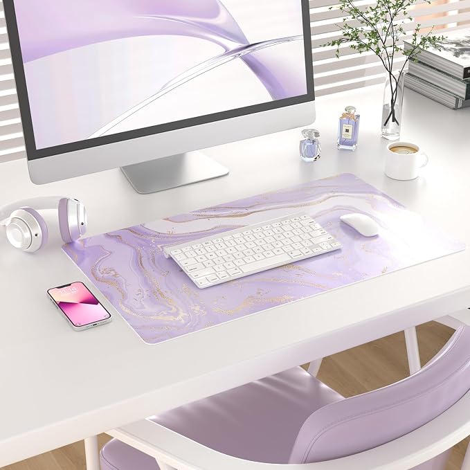 Colorful Star Large Mouse Pad, PU Leather Waterproof Desk Mat, Computer Gaming - Image 2