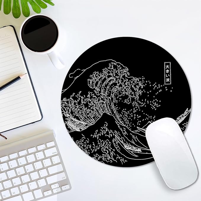 IMAYONDIA Japanese Great Wave Mouse Pad Small, Kanagawa Round Mousepad - Image 7