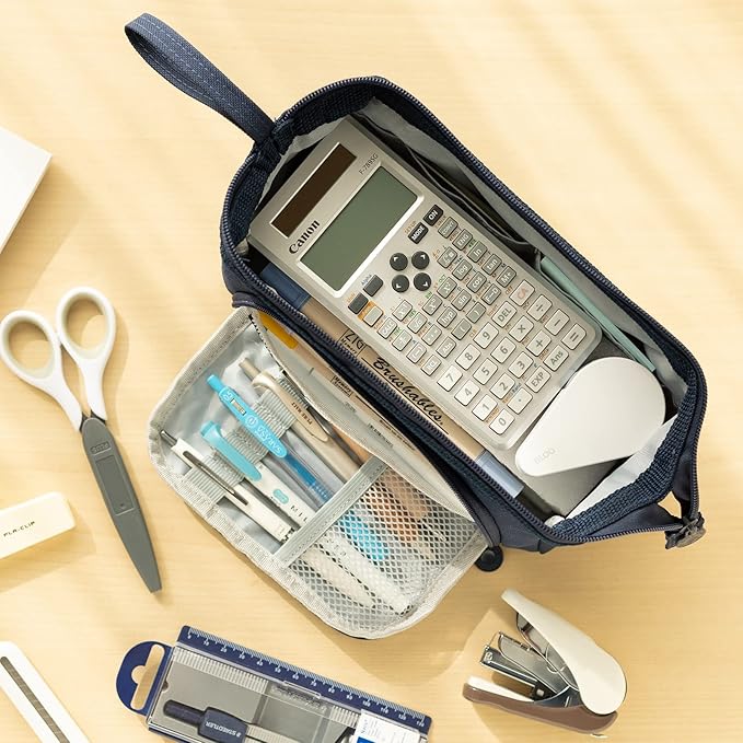 HVOMO Pencil Case Large Capacity Pencil Pouch Handheld Pen Bag Cosmetic Gift for Office School Teen Girl Boy Men Women Adult (Navy)-DeskLoop Office