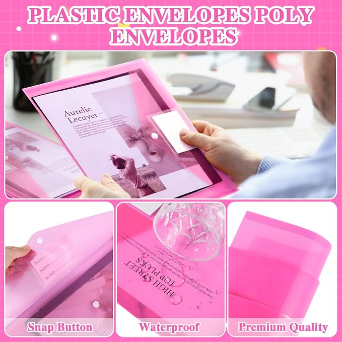 Yeaqee 50 Pcs Plastic Envelopes Poly Envelopes File Folders - Image 3