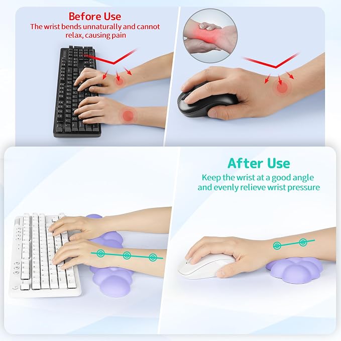 Sushret Cloud Wrist Rest Keyboard, Cloud Keyboard Wrist Pad Set - Image 3