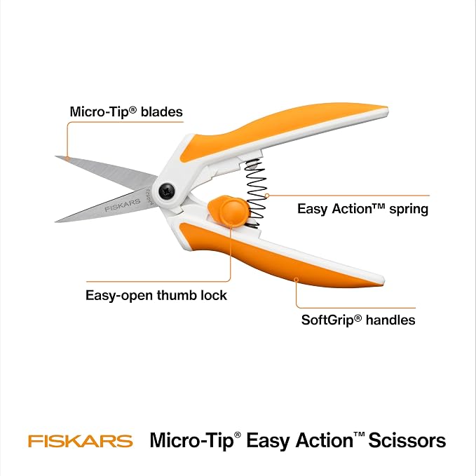 Fiskars Micro-Tip Spring Assisted Scissors, Precision Cutting Stainless Steel - Image 3
