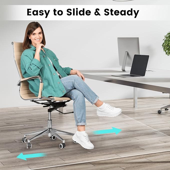 Office Chair Mat for Hardwood Floor: 63"x 51" Extra Large Floor Mat for Rolling - Image 2