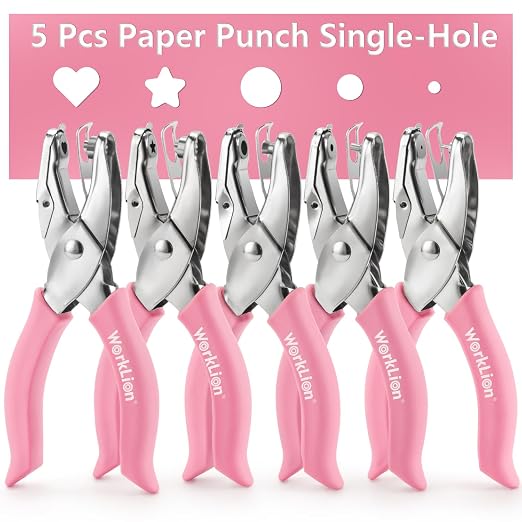 5pc Mini Shaped Hole Punch:Worklion Hand Paper Puncher Easy to Get Star Hole by WORKLION