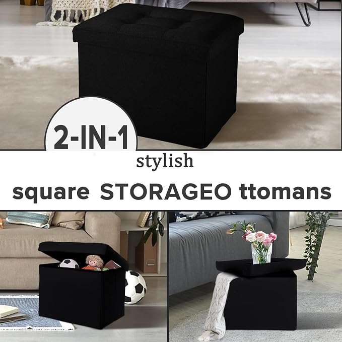 LINMAGCO Small Storage Ottoman Stool Foot Rest Stool Under Desk Stool Short - Image 7