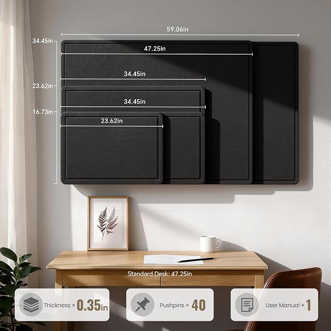 Large Bulletin Board, 24 X 17 Inches Felt Cork Board - Image 7