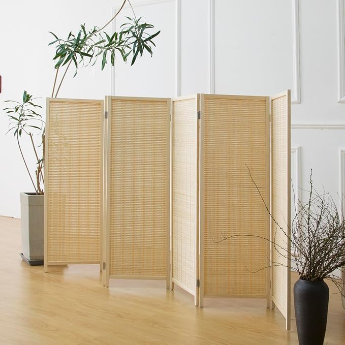 Furnnylane 6 Panel Short Room Divider Screen, Small Bamboo Panel Divider - Image 3