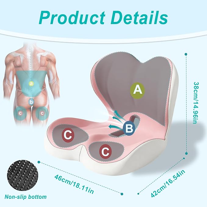 Seat Cushion for Office Chair and Car, Lumbar Support Pillow for Office Chair - Image 2