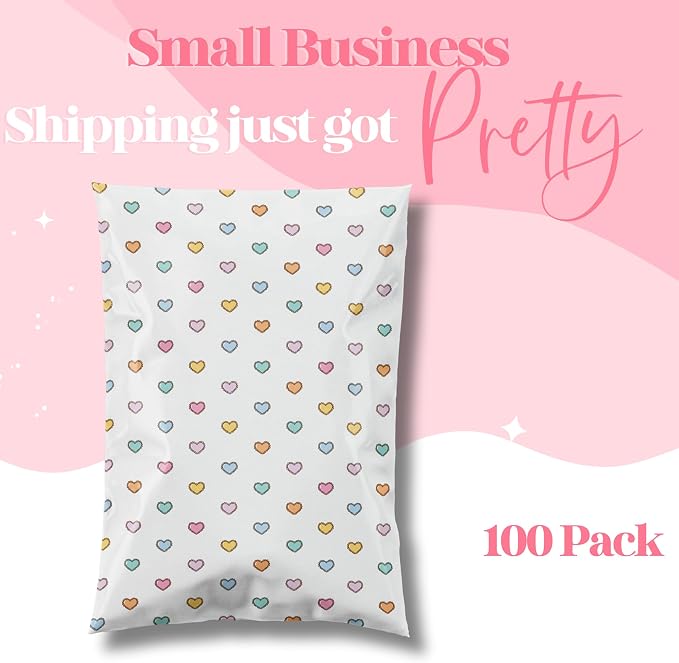 Pretty Package Store Designer Poly Mailers 6x9, Preppy Hearts, 100 Pack | Heavy - Image 4