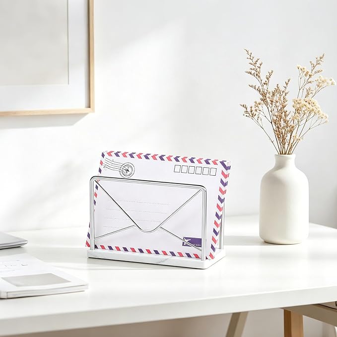 Modern Mail Holder for Home Office, Metal Letter Organizer Sorter for Desk - Image 7