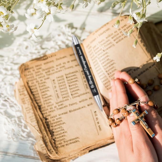 Yeaqee 100 Pcs Inspirational Pens Employee Appreciation Back to School Gifts Motivational Thank You Metal Greeting Quote Ballpoint Pen for Coworker Teacher(Black,Biblical)-DeskLoop Office