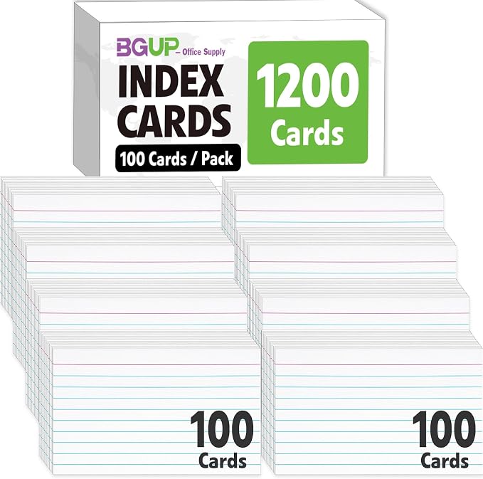 1200 PCS Index Cards Bulk, 3x5 Flash Cards by BGUP
