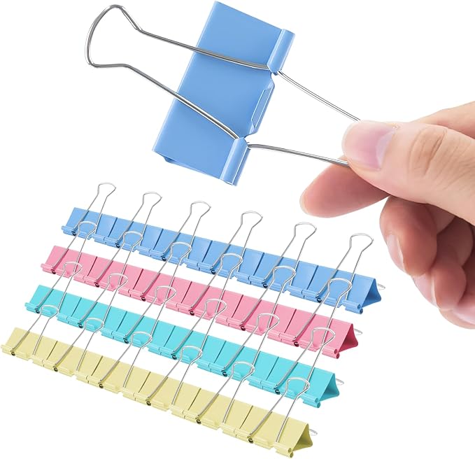 2 Inch 40 Pack Extra Large Binder Clips, Colored Jumbo Paper Clips, Big Paper by OWLKELA