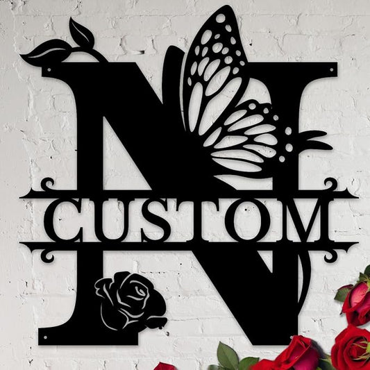 Personalized Custom Letter Name metal Signs, Custom Black Letter Monogram Wall by Casebrick