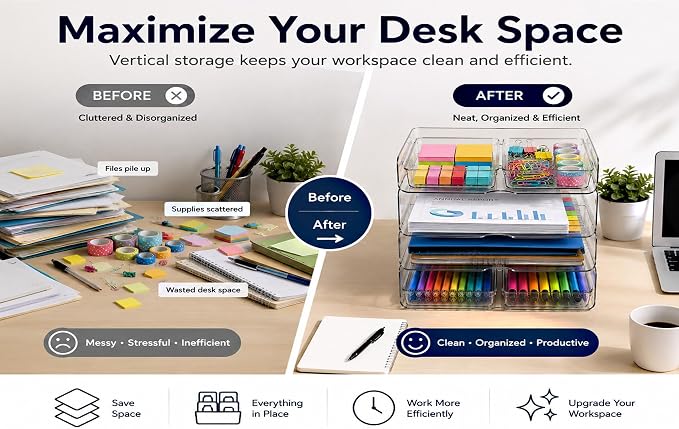 DCA 4 Tier Acrylic Desk Organizer - Image 3