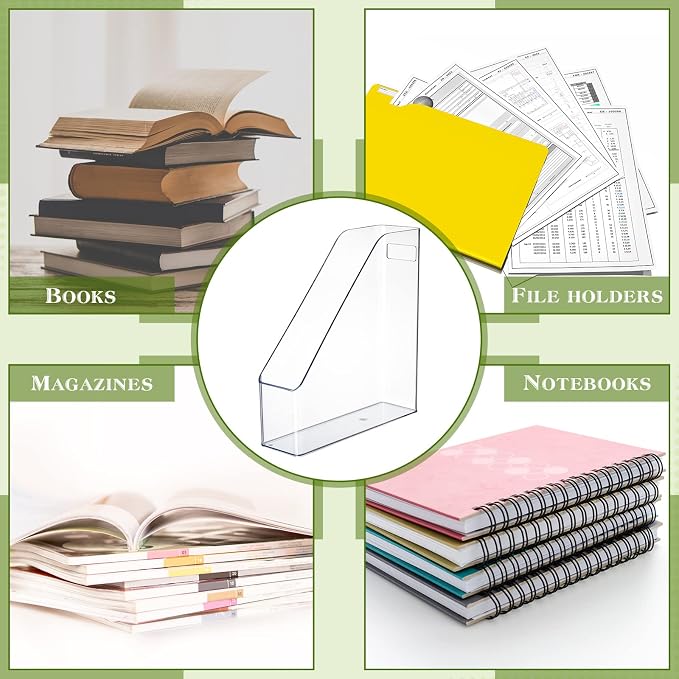 12 Pcs Clear Acrylic Magazine File Holder Plastic Desk Organizer - Image 6