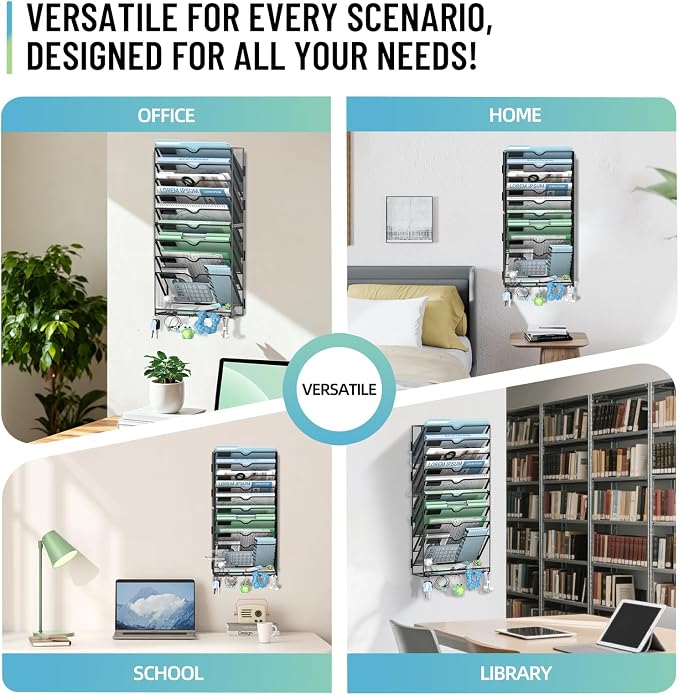 SUPEASY Wall File Organizer, 10 Tier Hanging File Organizer - Image 4