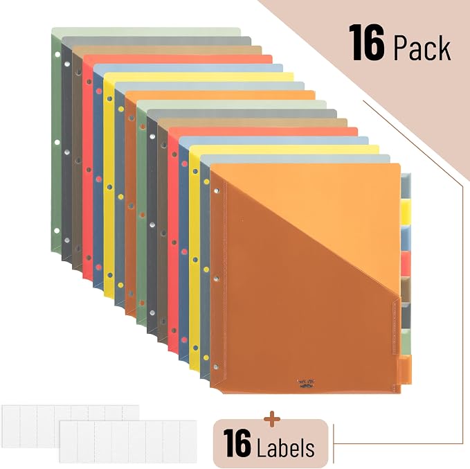 Mr. Pen- Binder Dividers with Pockets and Tabs, 16 Pack | 3 Ring Binder - Image 2