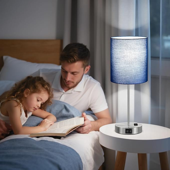 Blue Touch Lamps for Nightstand Set of 2 - Image 6