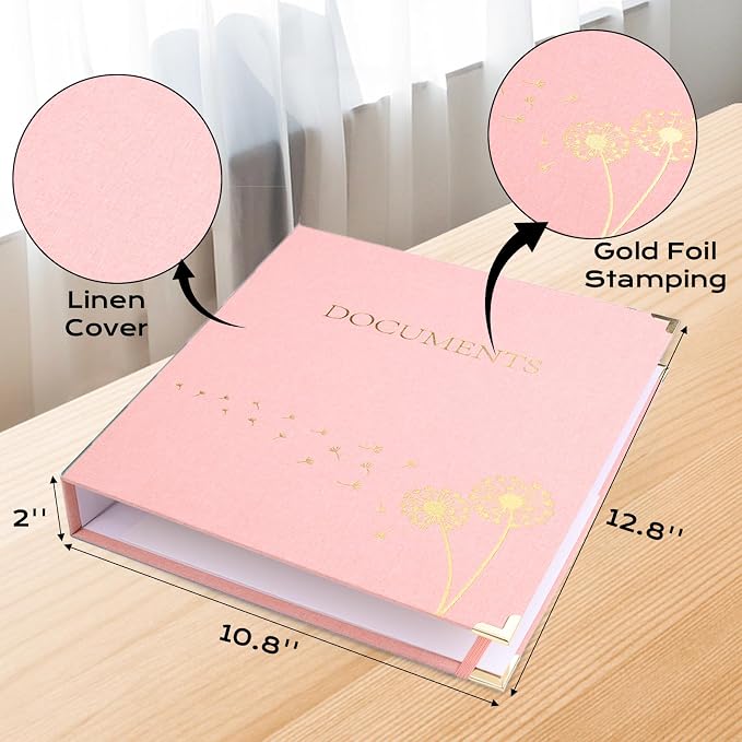 XKDOUS Aesthetic Document Organizer 3 Ring Emergency Binder Linen Folio Folders - Image 2