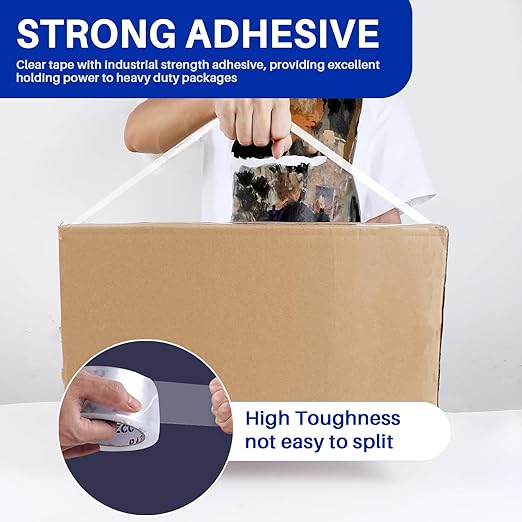 Clear Packing Tape, 18 Rolls Heavy Duty Packaging Tape with Dispensers for Packing Shipping Moving and Sealing, Thicker Packing Tape-2" x 65 Yards Per Roll, 1170 Total Yards-DeskLoop Office