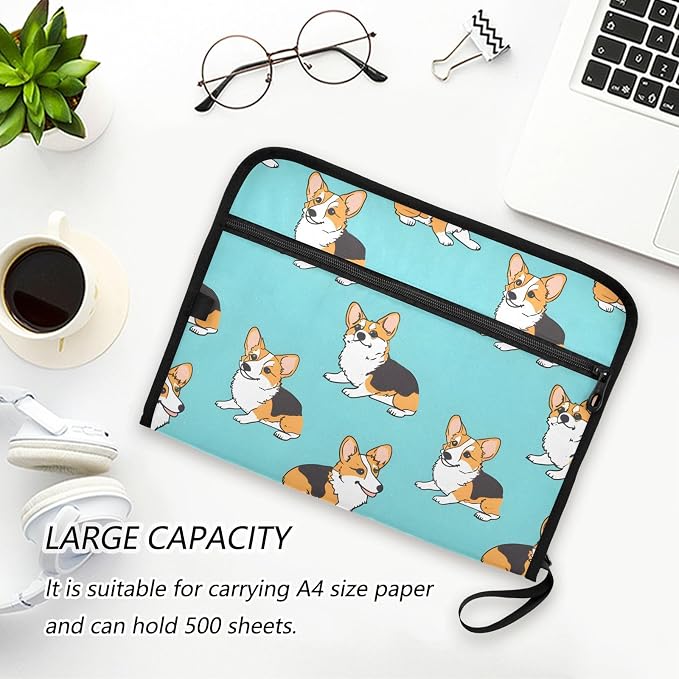 Expanding File Folder Corgis Dog Blue Accordion File Organizer 13 Pockets - Image 5