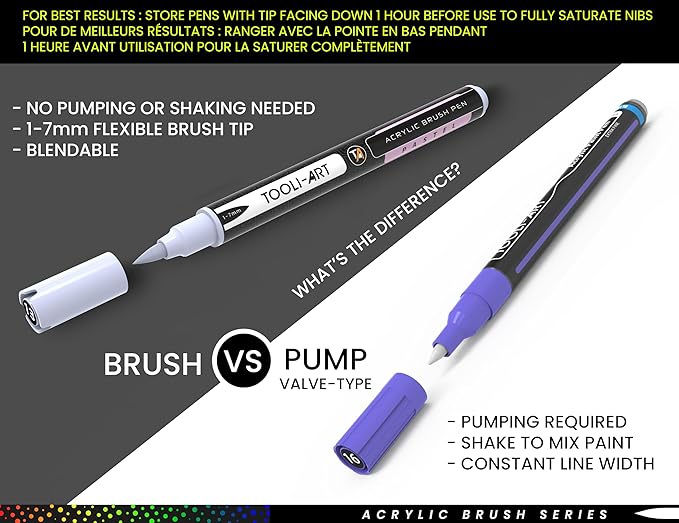 24 Flexible Brush Tip Acrylic Paint Pens Markers Set 1-7mm Line for Rock Painting, Brush Lettering, Glass, Mugs, Wood, Metal, Canvas, Fabric, Plastic Non Toxic Waterbased Quick Drying Assorted Pastel-DeskLoop Office