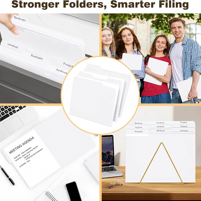 White File Folders 100 Pack, Letter Size 8.5 x 11, 1/3-Cut Tab Folders - Image 6