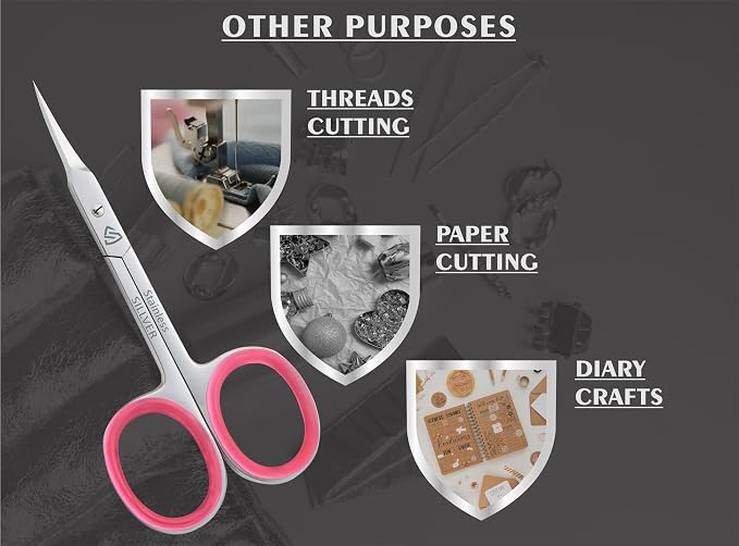 SILLVER Cuticle Scissors Extra Fine Curved, Super Slim Small Scissors - Image 4