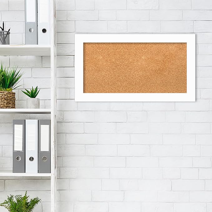 Amanti Art Natural Cork Board for Wall, 15x27 Vision Board with White Frame, Small Corkboard Office Decor for Home Organization, Casual Corkboard Pinboard to Display Items for Home Organization in-DeskLoop Office