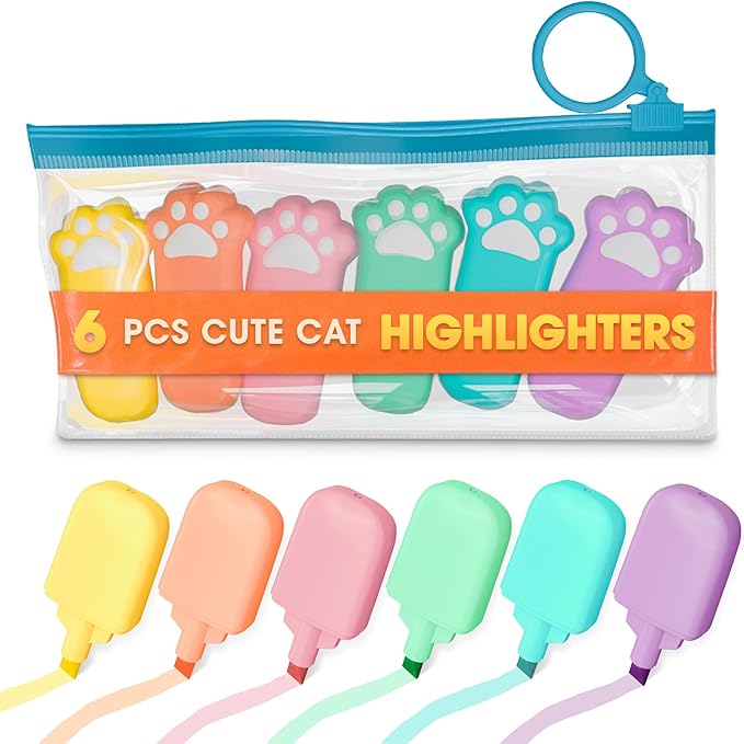 6-Pack Cute Highlighters Pastel Set – Mini Highlighters Bulk by TheLittleGreenChange
