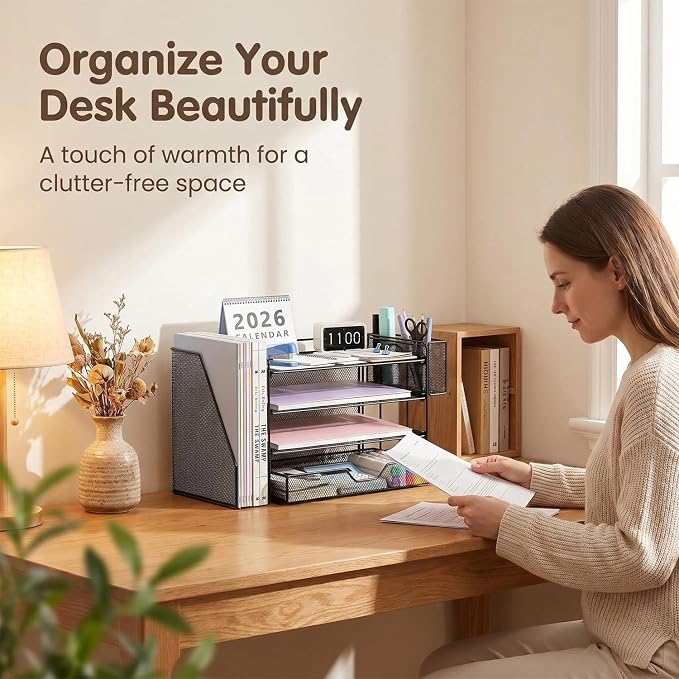 OPNICE Desk Organizers and Accessories, 4-Tier Workspace Desktop File Organizer - Image 2