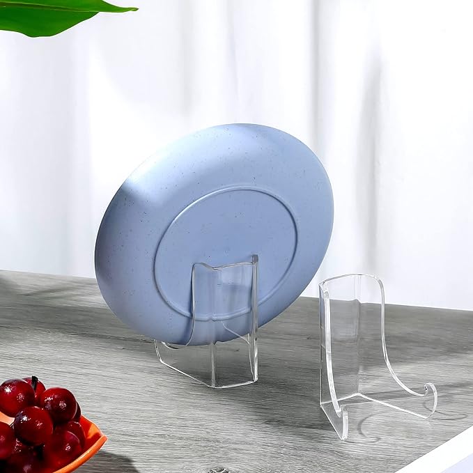 Chunful 2 Pieces Acrylic Plate Stands Clear Acrylic Easels Display Stands - Image 4