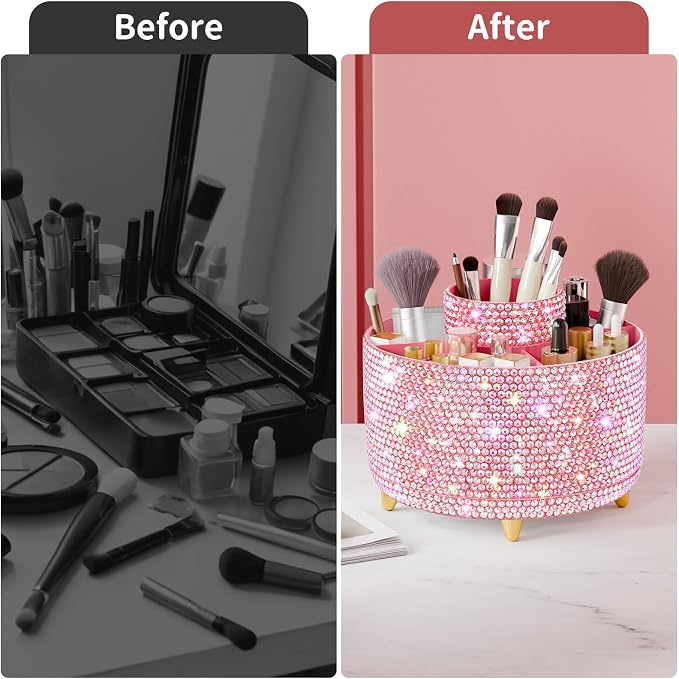 fanado Bling 360° Rotate Makeup Brush Holder Organizer, Makeup Organizers - Image 5