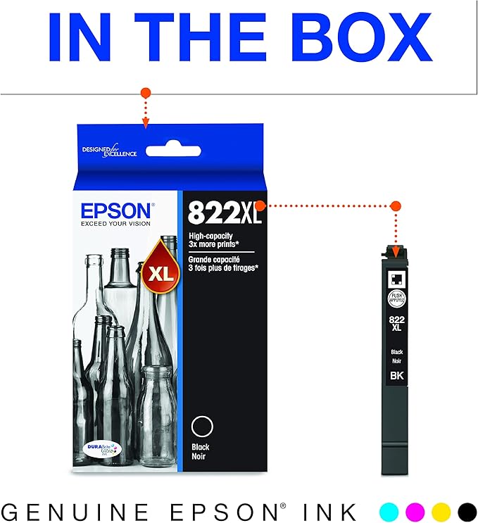 Epson Workforce Pro WF-4830 Wireless All-in-One Printer with Auto 2-Sided Print & EPSON T822 DURABrite Ultra Ink High Capacity Black Cartridge & EPSON T822 DURABrite Ultra Ink High Capacity Black-DeskLoop Office