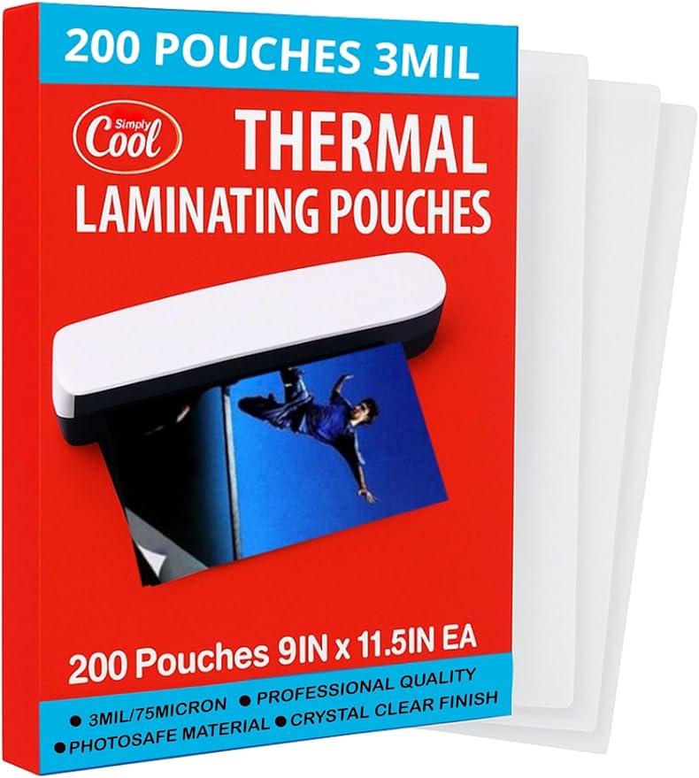 3MIL Thermal Laminating Sheets (200 Count) 9x11.5 inch, Letter Size, Dry-Erase Friendly Laminate Pouches, Compatible with Laminator Machine, Crystal Clear Laminated Finish-DeskLoop Office