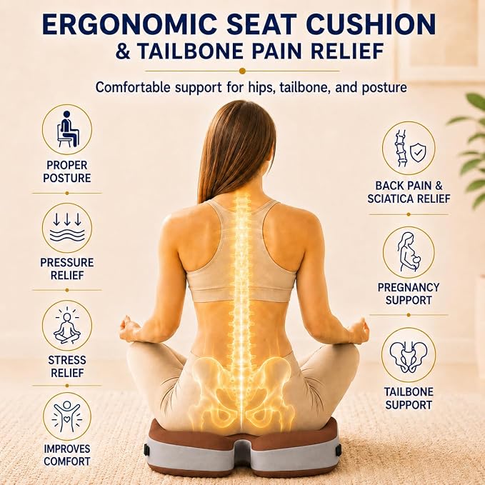 Seat Cushions for Office Chairs Wheelchair Cushion for Long Sitting Back - Image 4