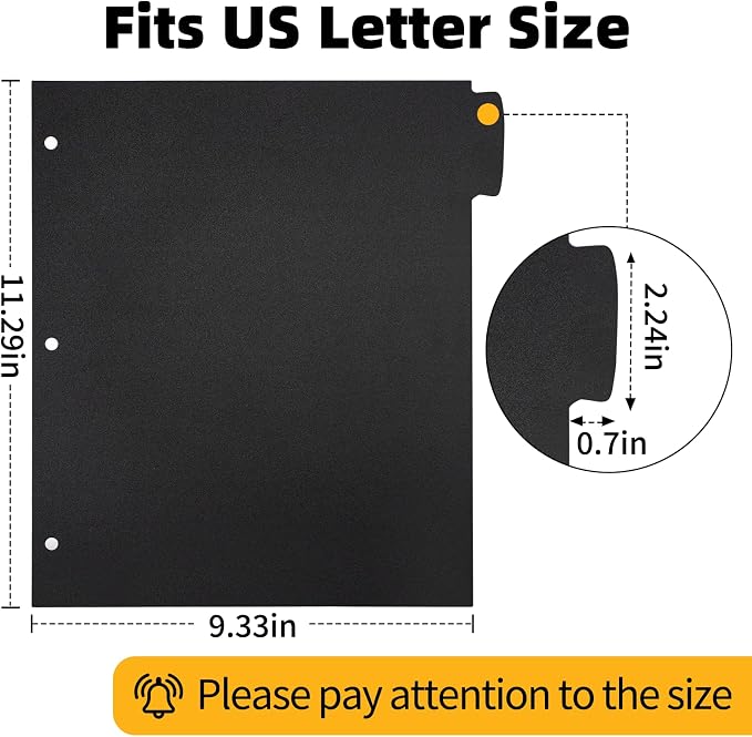 Insertable Dividers for 3 Ring Binders, 5 Tabs per Set, Big Tabs, Binder - Image 2