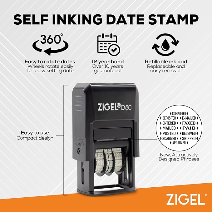 ZIGEL D50 Date Stamp with Entered - Image 2