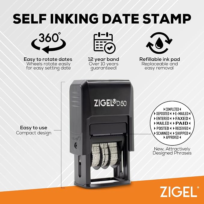ZIGEL D50 Date Stamp with Received - Image 2