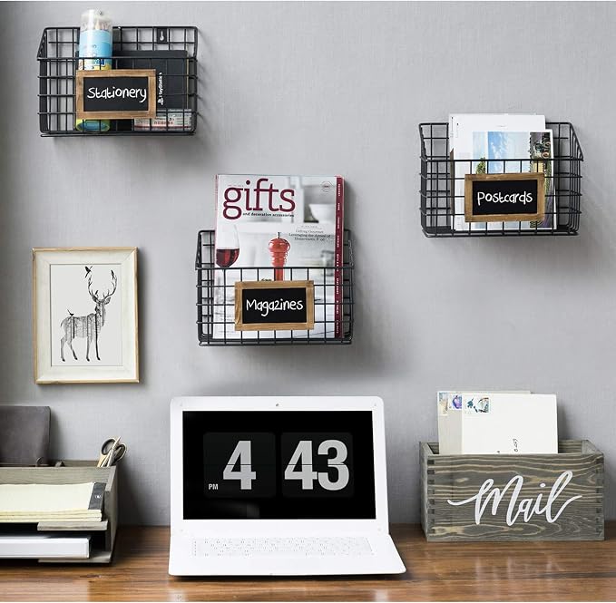 MyGift Mail Holder Storage Organizer Box Solid Wood - Image 5