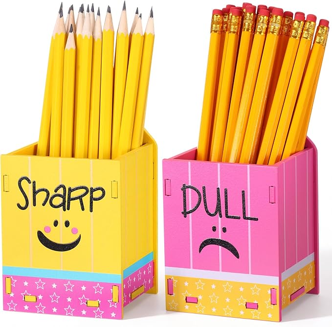 DoubleFill 2 Pcs Pencil Shaped Holder Sharp Dull Holder Wooden Dispenser Pencil by DoubleFill